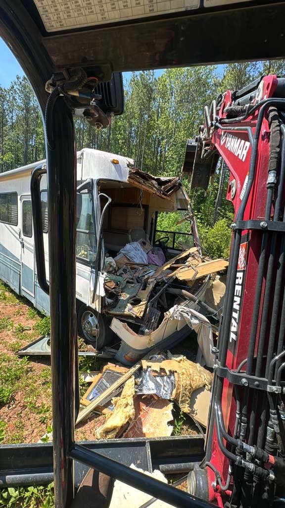 Motorhome prepared for dismantling and legal RV disposal